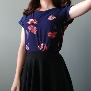 Rewind Floral Mixed Media Tee